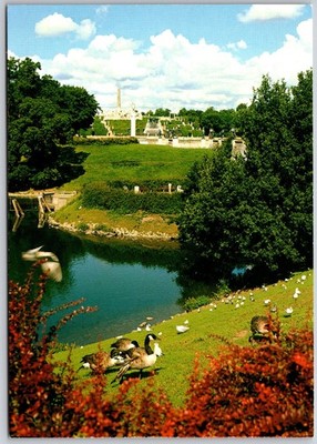 Vigeland Park Oslo Norway Geese Pond Sculpture Mittet Postcard 1978