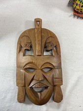 Vintage Hand Crafted Tribal Wood Mask Wall Decor 9 Tiki