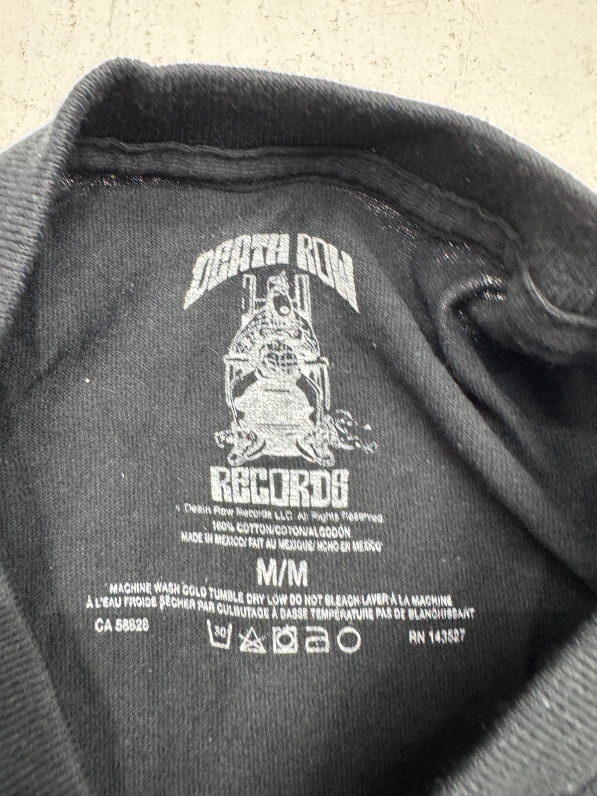 FILA T shirt manica corta Death Row Records nera stampa grafica uomo taglia media