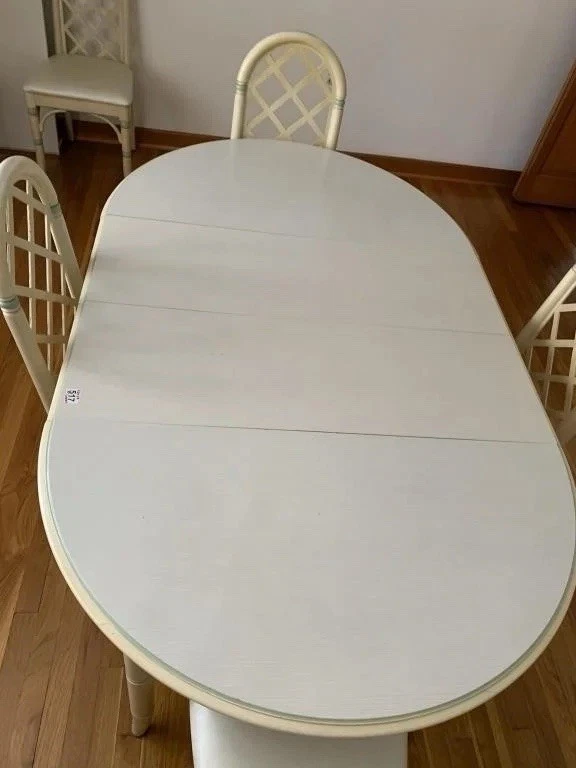 Juego de comedor Thomasville Allegro imitación bambú palma regencia, 3 hojas, 6 sillas de colección Foto 3 de 4