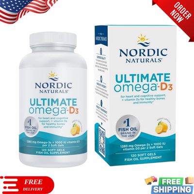 #ad #ad Nordic Naturals Ultimate Omega Lemon 1280mg 120 Softgels New amp; Sealed $23.99