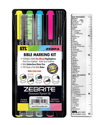 G.T. Luscombe Company, Inc. Zebrite Bible Marking Kit | No Bleed