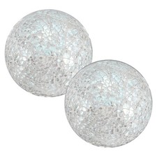2 Pcs 3.1 in Glass Decorative Balls for Bowls, Mosaic Glass Balls, White