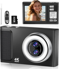 JDZ Digital Camera, 4K UHD Point and Shoot Cameras with Dual Camera, Compact Vlo
