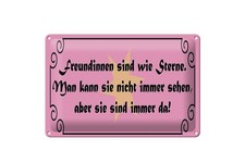 Blechschild 20x30cm gew&ouml;lbt Freundinnen wie Sterne immer da Deko Geschenk Schild