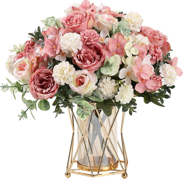 Hnvner 2 BüNdel Kunstblumen Wie Echt, KüNstliche Pfingstrosen Fake Rosen Hortens-image