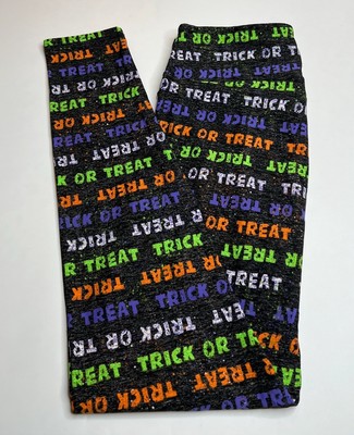 NEW LuLaRoe OS Leggings BLACK Colorful Splatter HALLOWEEN Words GRAFFITI Fleck