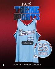  Texas Rangers Dallas Wings  Jersey Night Pre Sale 4/28/26 Size 2XL