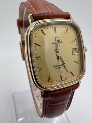 Vintage 1980's Squared Omega Seamaster Quartz Day Men's Watch