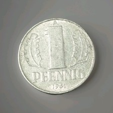 1 Pfennig DDR 1961 A - Berlin &Auml;hrenkranz Hammer Zirkel Aluminium M&uuml;nze (339)