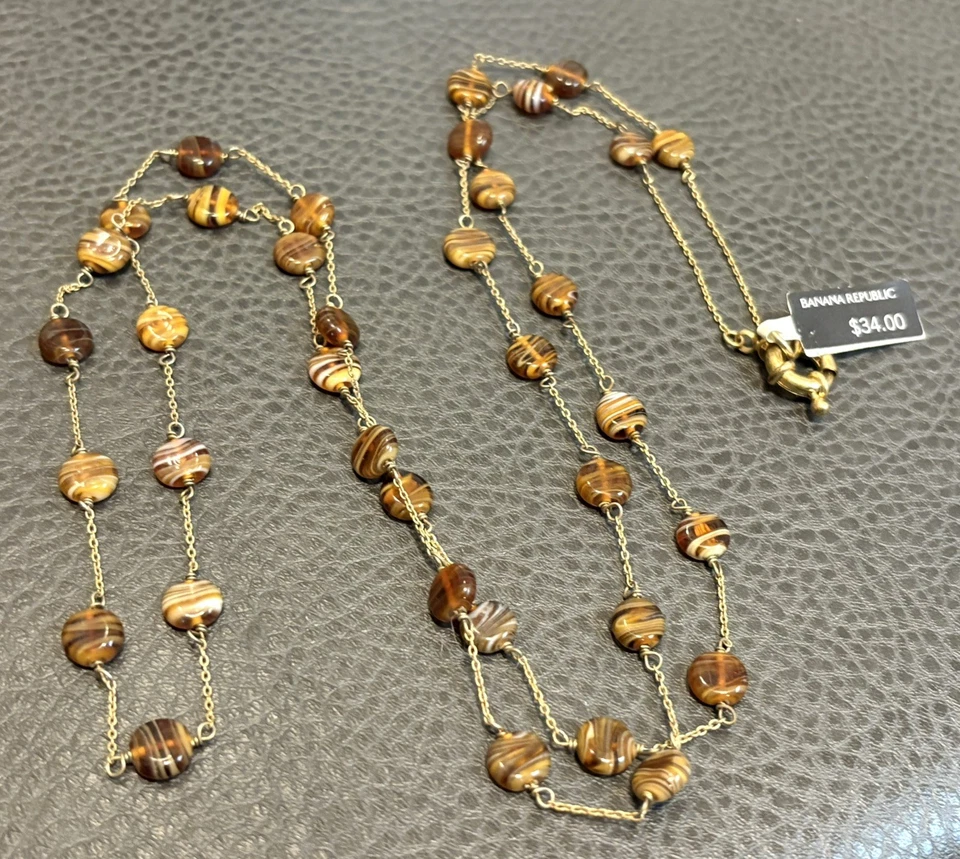 Banana Republic NWT Glass Givre Beaded Murano Station Chain Long Necklace 41” - Image 2 of 4