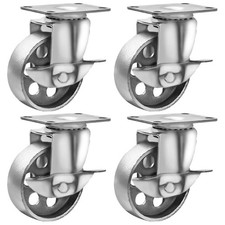 Online Service 4 All Steel Swivel Plate Caster Wheels w Brake Lock Heavy Duty Hi