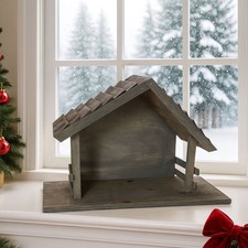 Rustic Wooden Nativity Manger Stable 19  Cr che Display Farmhouse Christmas Deco