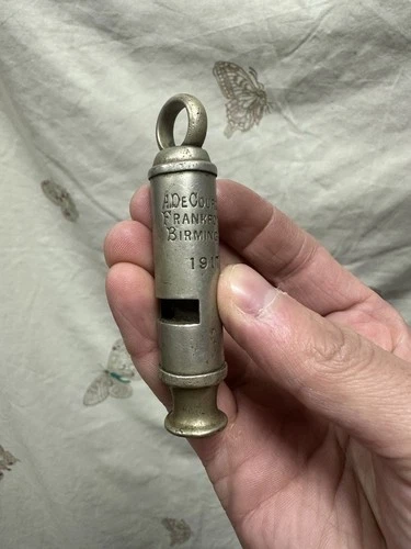 WW1 Rare 1917 Stamped A. De Courcy & Co Frankfort St Birmingham Military Whistle