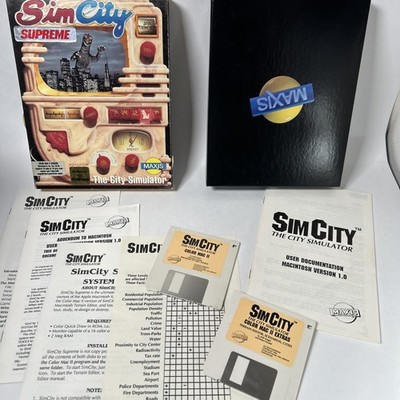 SimCity Supreme The City Simulator Macintosh Mac II Maxis Big Box Vintage Game