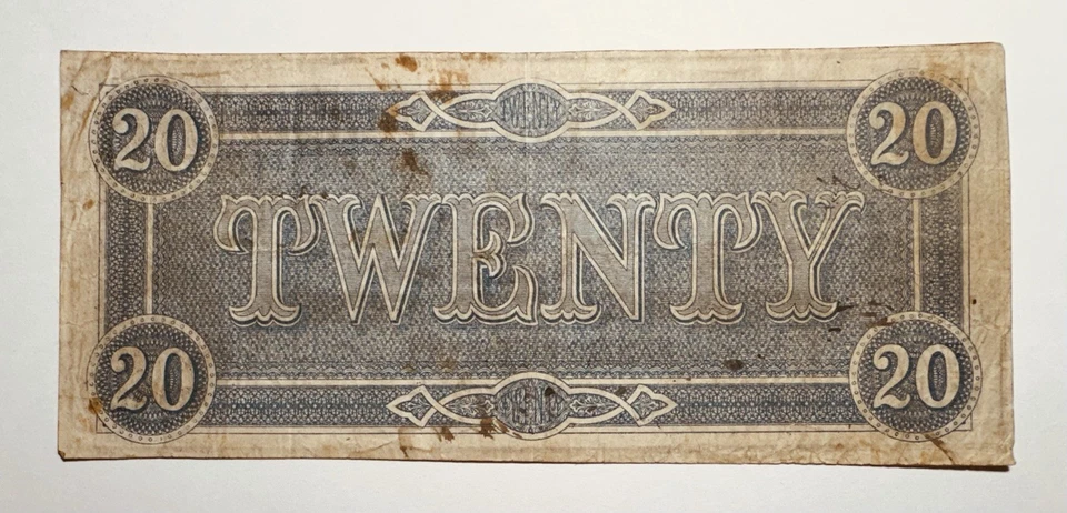 1864 $20 Confederate States of America Note T67 - Image 2 of 2