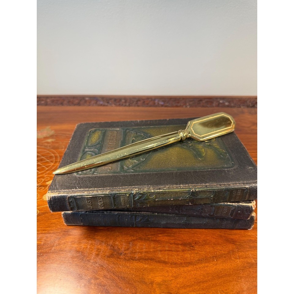 Virginia Metalcrafters brass letter opener — a storied American foundry that made heirloom-quality reproductions, this is the kind of desk piece that outlives you.