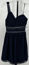 Jodi Kristopher Women's Deep Blue Beaded Formal Dress Size 3 Petite Party Wear