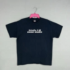 ThinkGeek Shirt Mens Large Black Actually It IS Rocket Science Tee Geek Novelty