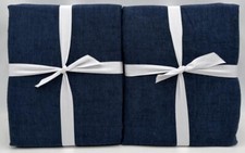 Pottery Barn Emery Linen Poletop BLACKOUT Drape 2  50 x108  Midnight Blue