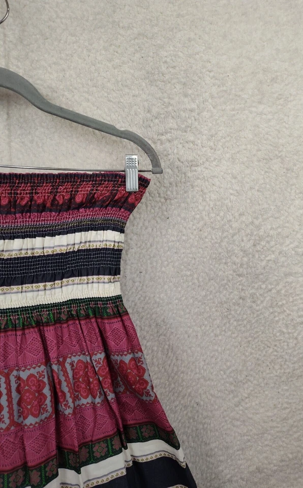 Moda International Women Dress Large Cream Striped 100% Cotton Off Shoulder Mini - Imagem 3 de 4