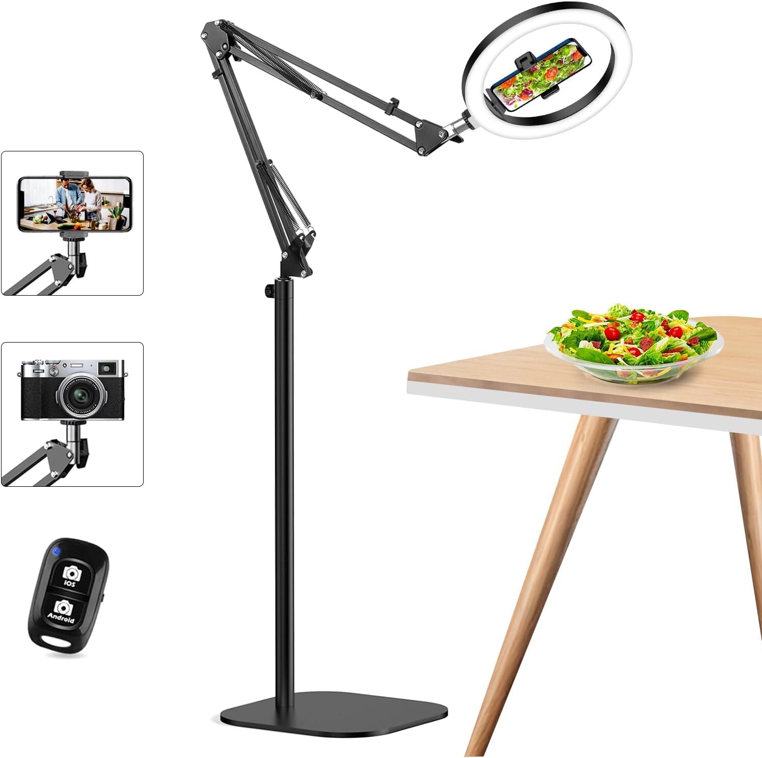 10-Inch Ring Light Tripod with Overhead Phone Mount and Flexible Adjustments-image