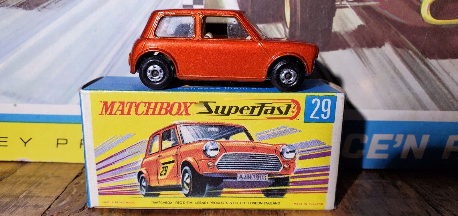Matchbox Superfast No 29 Racing Mini Metallic Copper VNMIB Rare w/ Original Box Bezpłatne ogólnopolskie, nowe wydanie