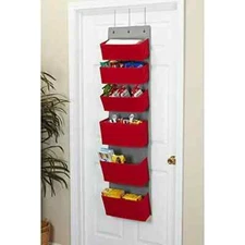Household Essentials Over The Door Closet Organizer, Red and Gray