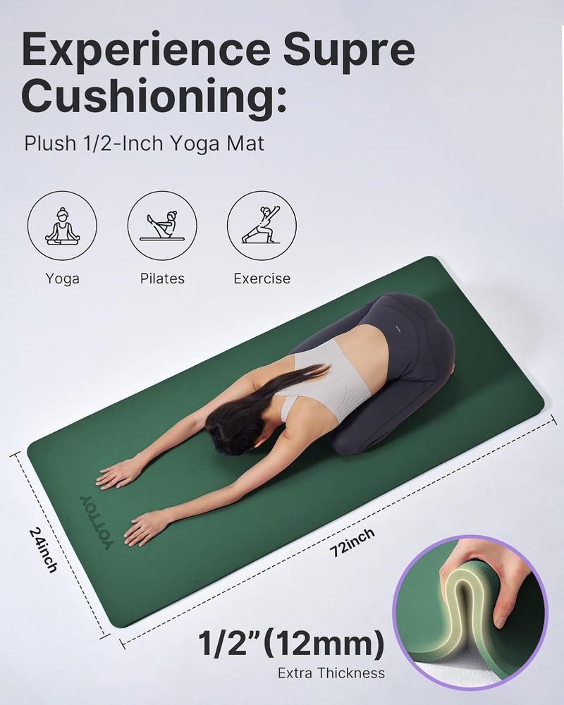 Extra Thick 1/2 Inch Non-Slip TPE Yoga Exercise Mat Professional
