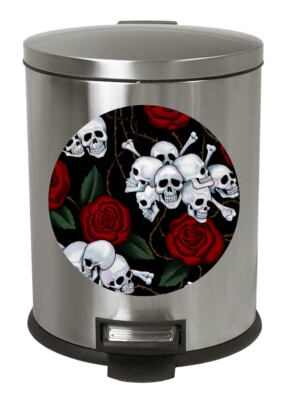 1.3 Gallon Stainless Step Trash Can Skull Zombie Wastebasket