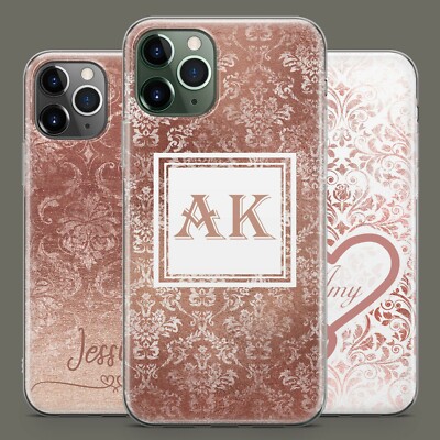 Personalisiert Rosa Gold Damasttuch Drucke Name Handyhülle Für iPhone 16 15 14 +