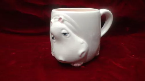Vintage Fitz & Floyd Pink Hippo Coffee Mug, 3D Relief Hippopotamus VERY NICE