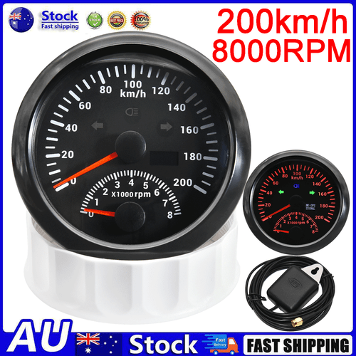 85MM Black GPS Speedometer 0200km/h with Tachometer 8000RPM For Boat Car ATV AU eBay