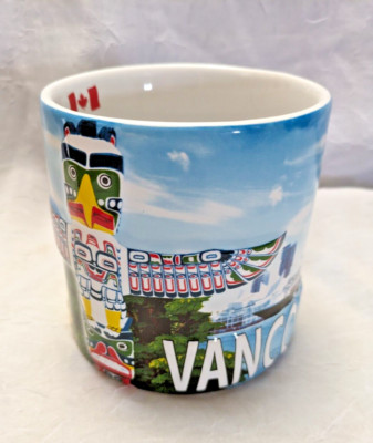 Vancouver Canada Raised Textured Scenic Totem Ships Oversized Ceramic Mug