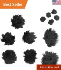 Black Artificial Fur Windscreen Muff Set - Enhance Lavalier Microphone Sound