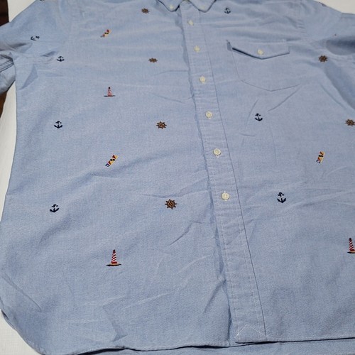 Polo Ralph Lauren Camicia Uomo Taglia XL Blu Oxford Sport Stampa Nautica Yacht Club - Foto 6 di 13