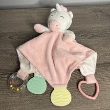 Modern Baby Security Blanket Unicorn Teether Rattle Stars Blanky Lovey pink moon