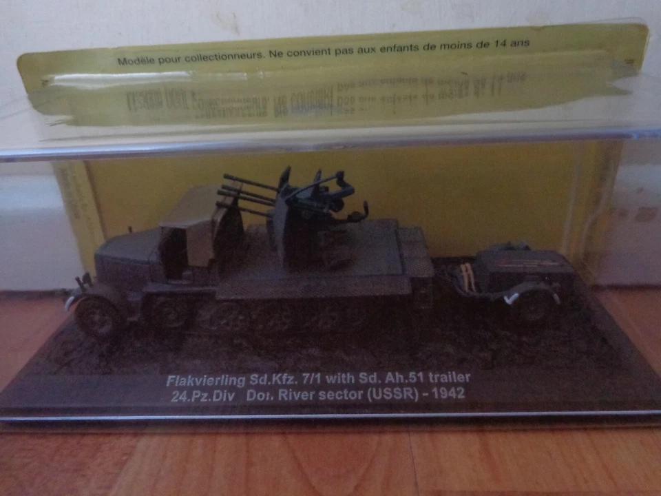 Atlas Deagostini 1/72 Flakvierling SD.KFZ.7/1 Con SD.AH.51 Rimorchio WW2 Tank - Immagine 2 di 2