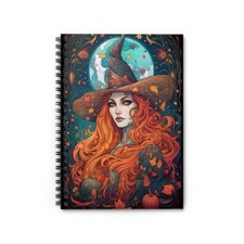 Witchy Fantasy Spiral Notebook - Ruled Line, Art Journal, book of shadows, 6x8