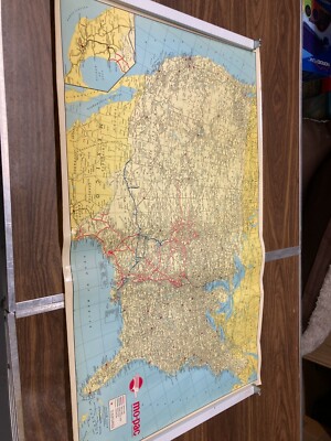 1974 big 20x33'' MOPAC USA highly detailed train railway railroad map 