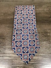 Morgan Hart 100% Silk Mens Necktie Multi Color Geometric Made In USA