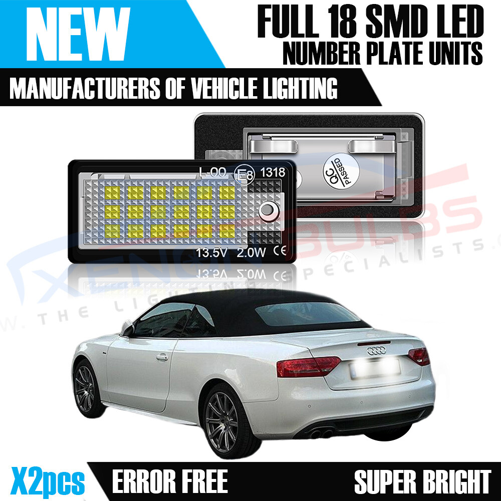 2x AUDI 18 LED WHITE NUMBER PLATE UNITS A4 SLINE B8 A5 TDI B6 B7