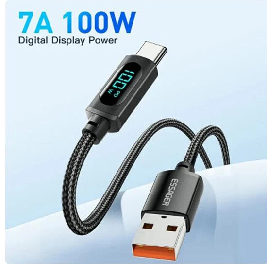 Essager USB Type C Cable For Huawei Honor Xiaomi Samsung Super Charge 66W/100W - Image 2 of 4