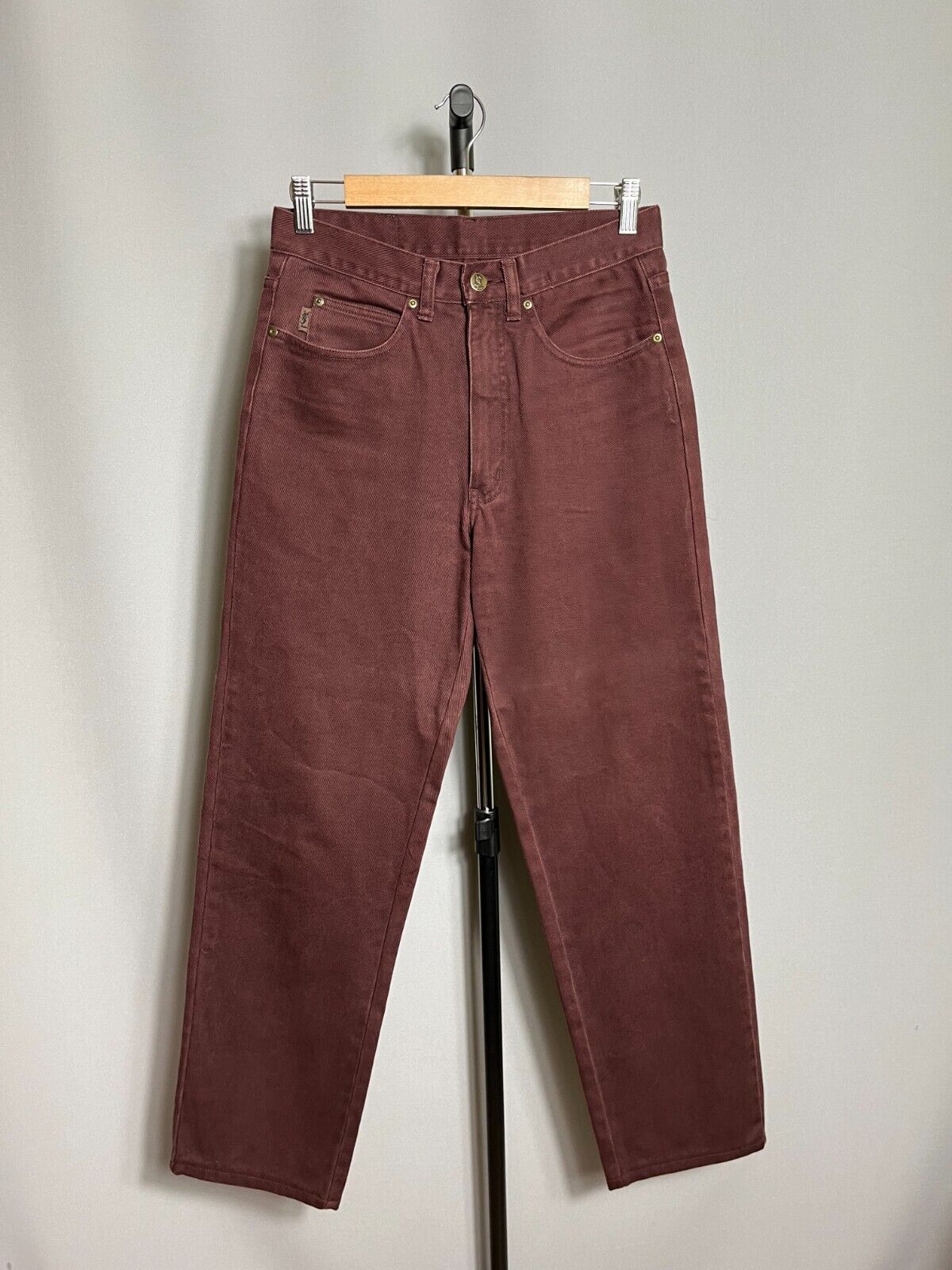 denim yves saint laurent marrone bordeaux vintage anni '90 taglia 30x34
