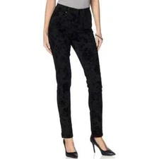 Diane Gilman Dg2 Virtual Stretch Novelty Skinny Jeans, Black, Size 6