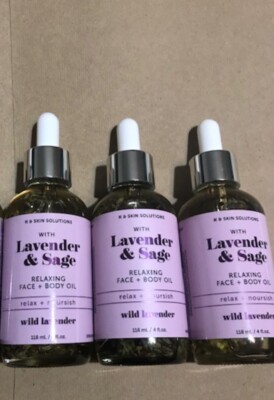 3x K & Skin Solution Lavender Sage Relaxing Face Body Oil 4fl Oz