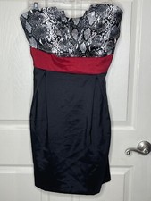 WISHES WISHES WISHES Cocktail Dress, Size 22 Red/Black/White Strapless Back Tie