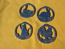 VINTAGE RARE PIERRE DEUX ANIMAL SET 4 PEWTER ORNAMENTS