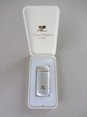 VINTAGE COURREGES PARIS CIGARETTE LIGHTER w/CASE~GL-367~SHOWS WEAR~UNTESTED