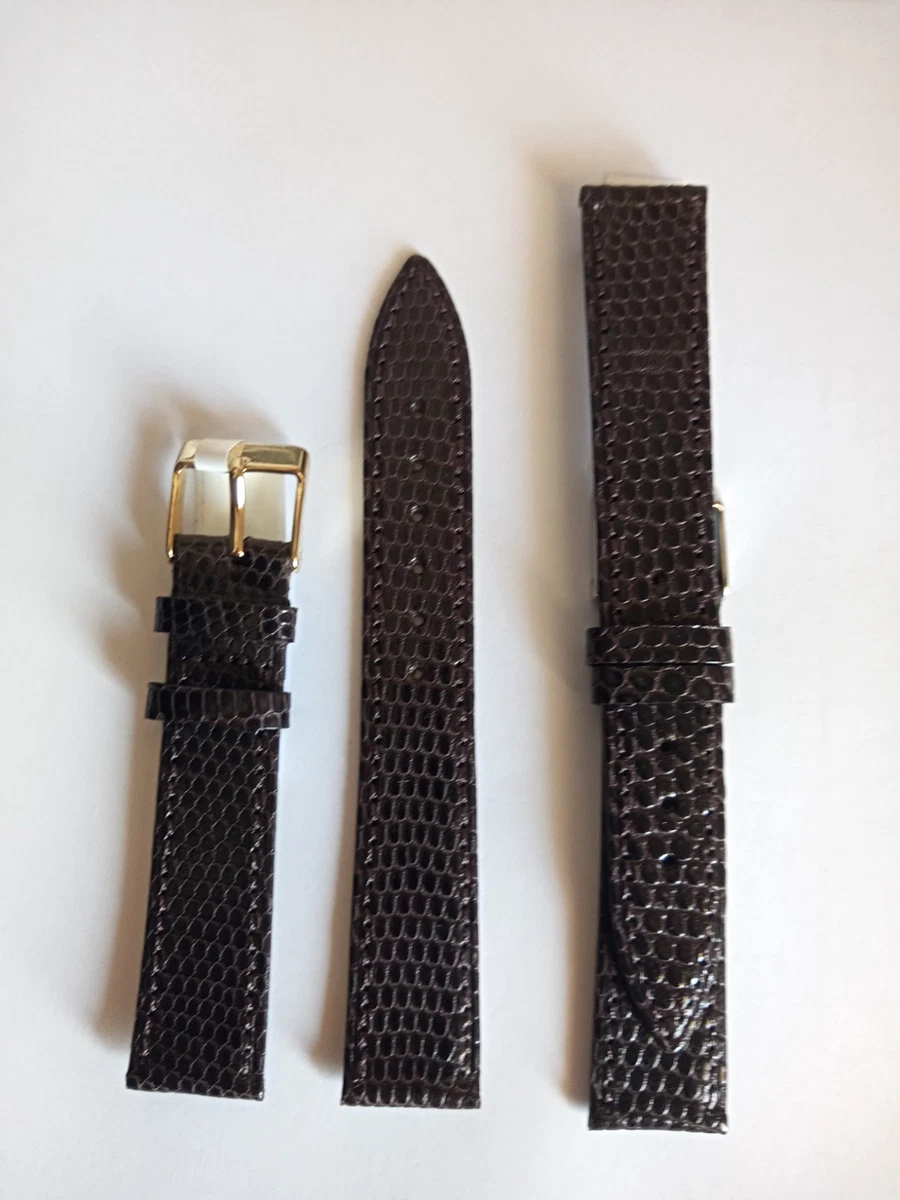 Lot De 2 Bracelets De Montre En Cuir Véritable Façon Crocodile, 16 Mm, Marron, Neufs